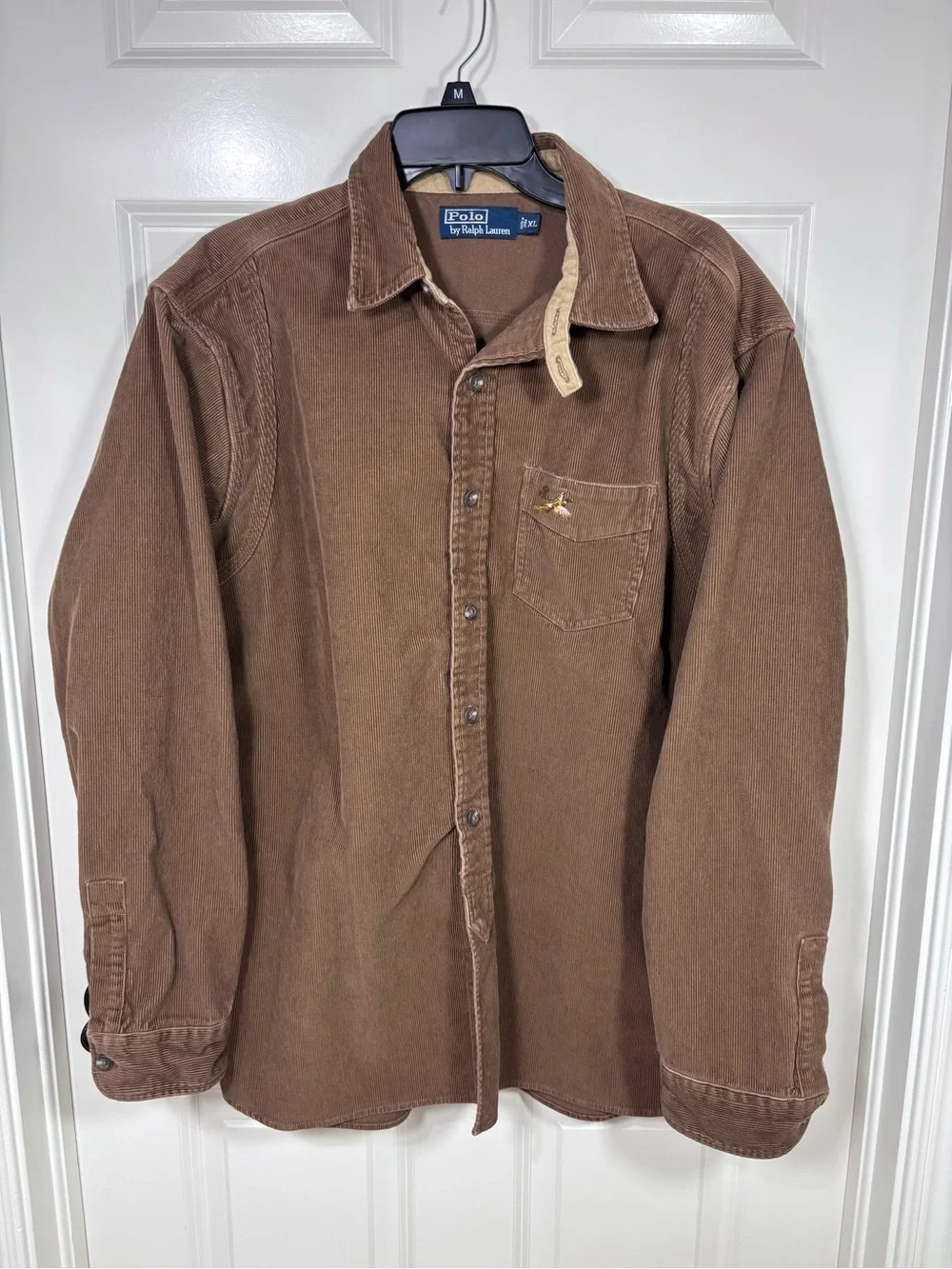 Vintage Polo Ralph Lauren Corduroy Pheasant L/S Button Up Shirt Men XL Brown